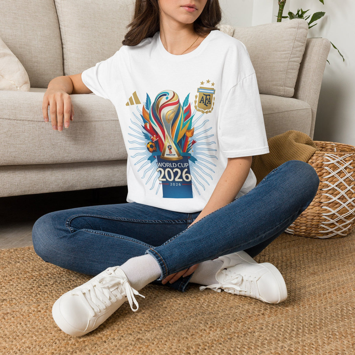 Argentina World Cup 2026 T-Shirt — AFA Crest & Colorful Trophy Design