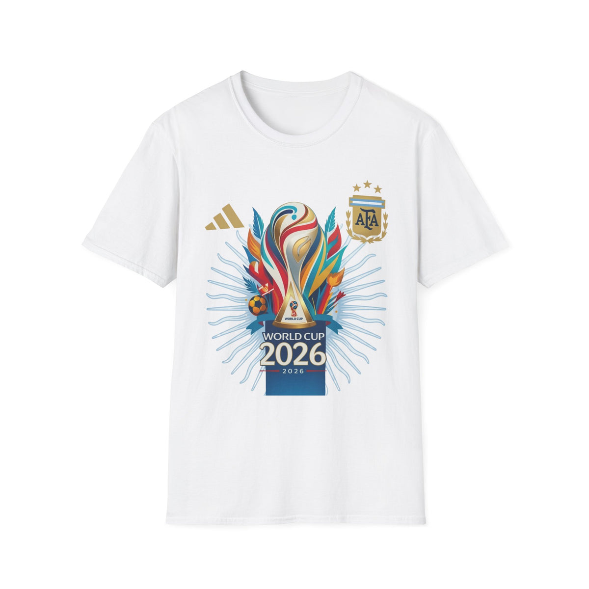 Argentina World Cup 2026 T-Shirt — AFA Crest & Colorful Trophy Design